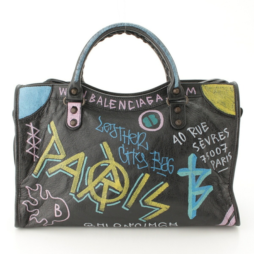 Balenciaga Graffiti City Shoulder Bag Black - Picture 4 of 8